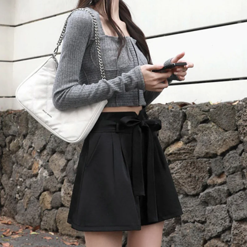 Wide Elastic Waist High Womens Shorts Loose Baggy Short Pants for Women To Wear with Belt Low Price Elegant Design Hot Classic