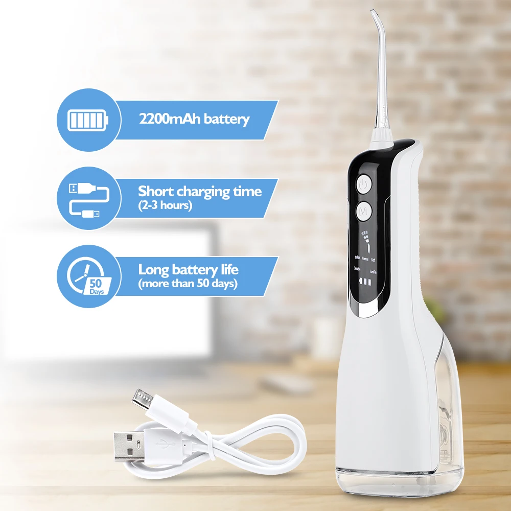 

Ирригатор для полости рта, аккумуляторный, USB, 4 насадки
