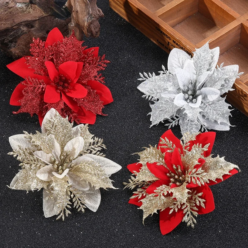 

New year Christmas Day party gold powder Christmas Wreath accessories Christmas tree decoration home wedding decoration