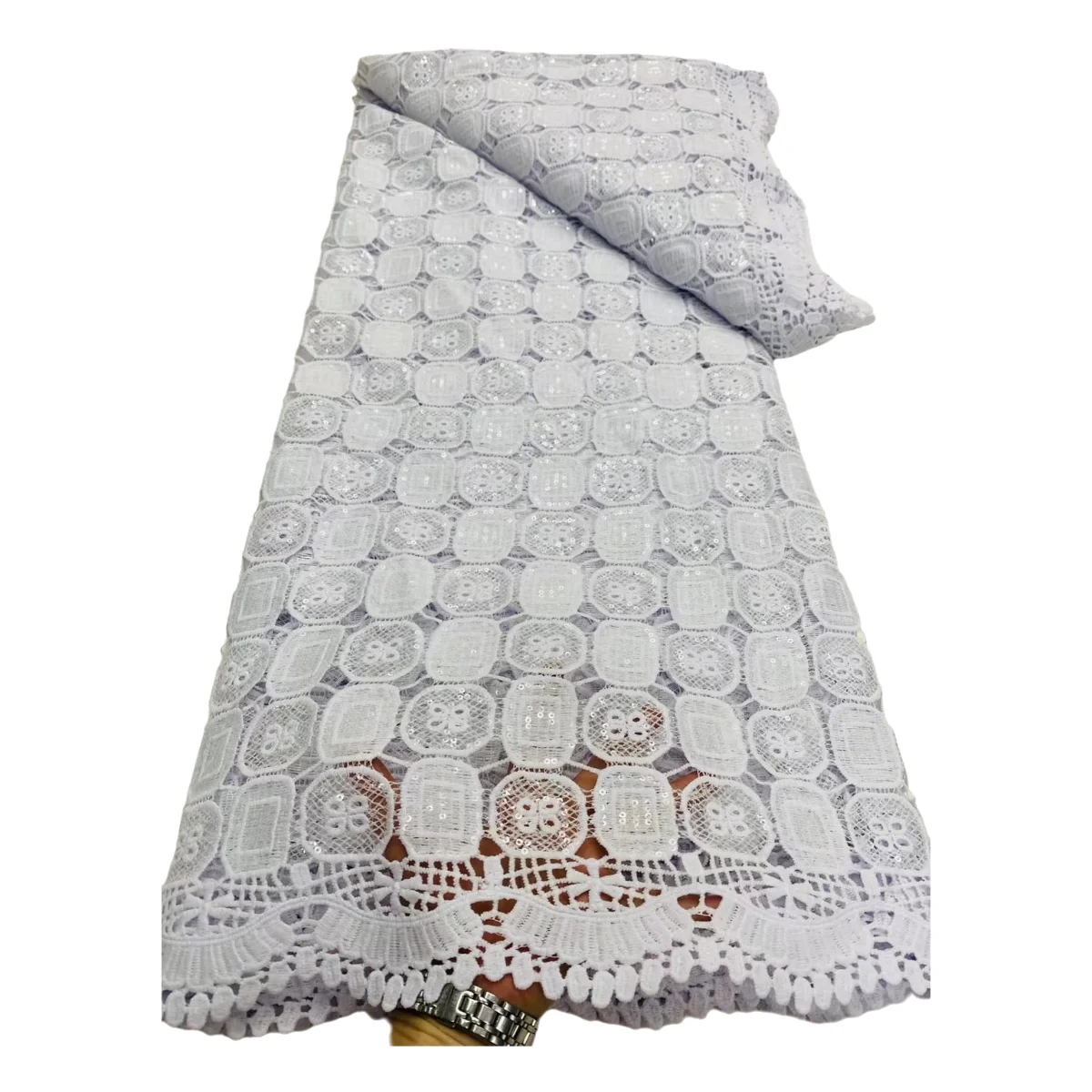 Белая свадебная гипюровая ткань с блестками ремесленный шнур кружево для