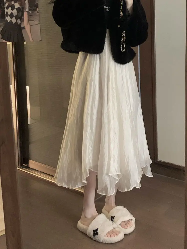 

Skirt Women Net Gauze A Line Skirt New Fashion Casual Gentle Wear Irregular Mid Length Goth High Waist Big Swing Umbrella Skirt