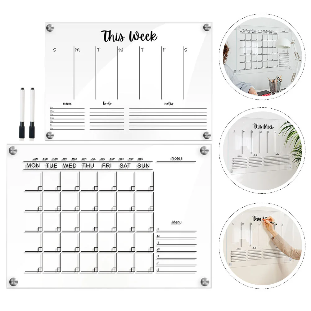 

2 Sets Durable Clear Acrylic Wordpad Practical Students Wall Hanging Memo Board