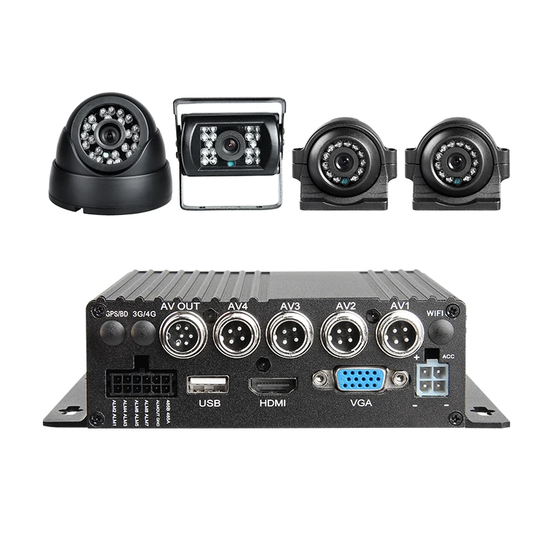 New 4Channel/CH Car MDVR H.264 1080P G-sensor Vehicle DVR Car Security Camera Video System DVR Kit With 4pcs Waterproof Cameras