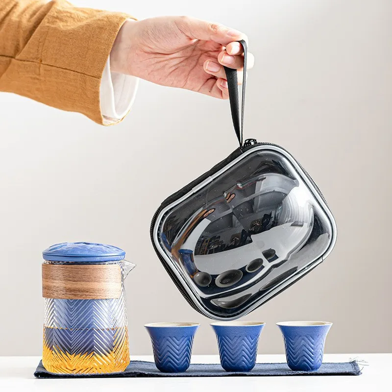 

Portable Travel Ceramic Tea Set Crack Cup One Pot Three Cups Business Anniversary Anniversary Birthday Chinese Gift
