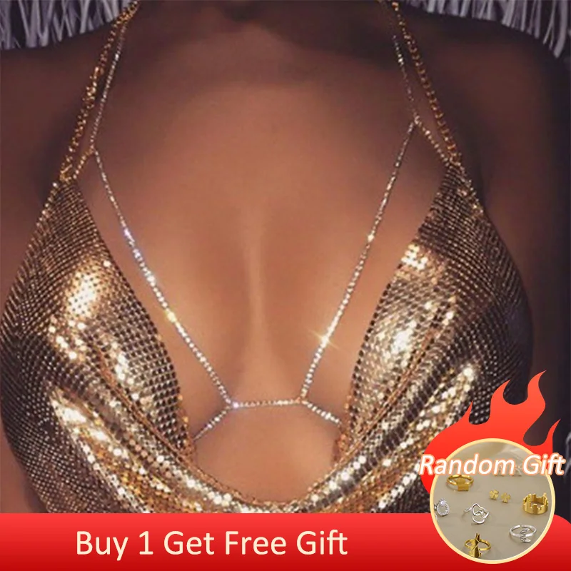 

Изящная цепочка для груди, перекрестное бикини с вырезами, цепочка для тела для девушек и женщин, бюстгальтер Стразы с кисточками, сексуальн...