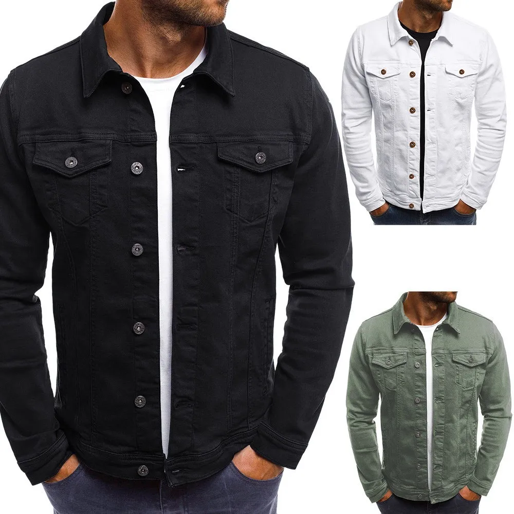 

Men's Denim Jacket Casual Retro Washed Spring Autumn Coat Solid Trend Loose Large Size Clothing Europe Street Men Tooling Jacket