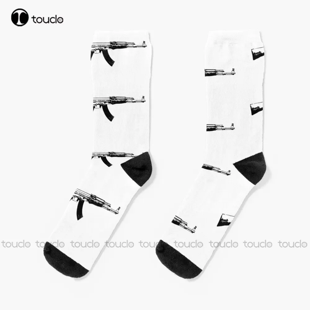 Ak47 Ak74 Ak-47 Ak 74 Gun Socks Мужские черные носки для экипажа Персонализированные унисекс