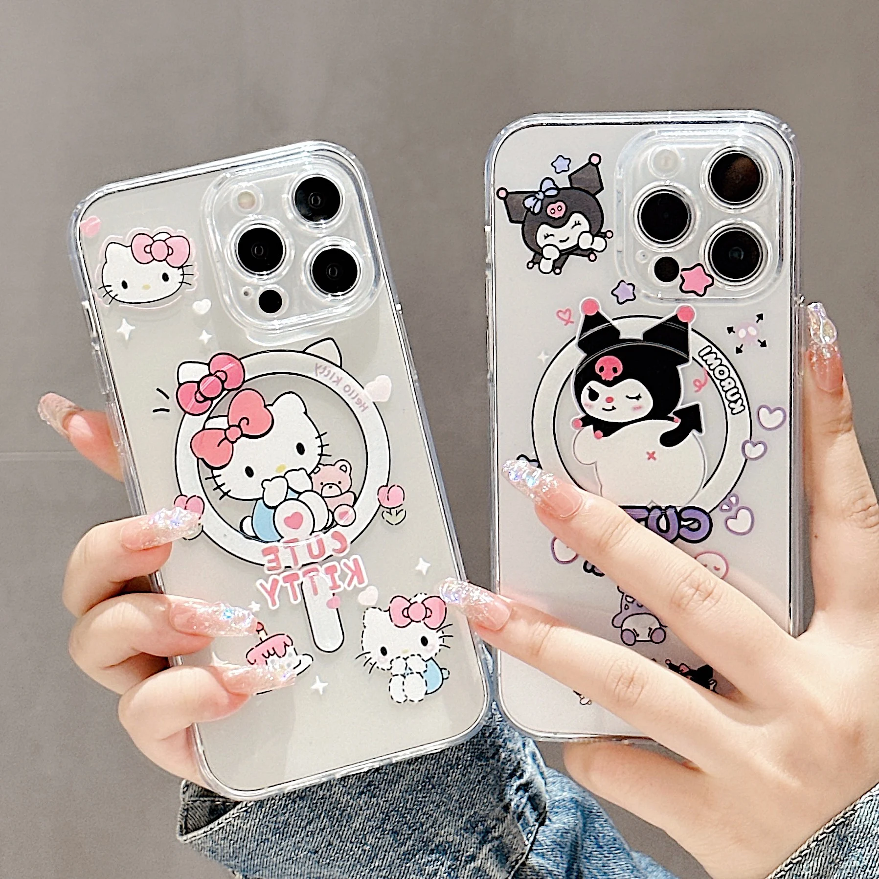 

Cute Cartoon Hello Kitty Sanrio Kuromi for Magsafe Magnetic Phone Case for IPhone 14 13 12 11 Pro Max 14Pro Soft Back Cover Girl