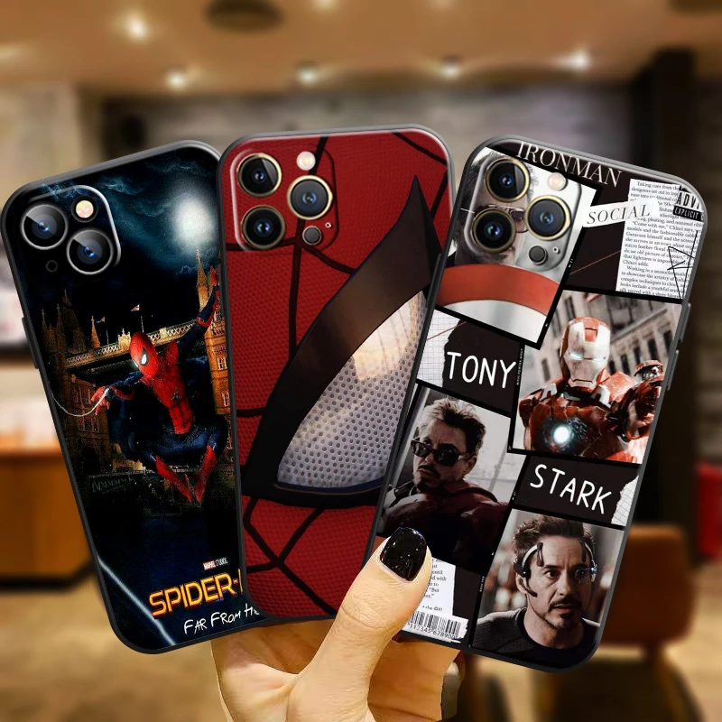 

Avengers Iron Man Spiderman For Apple iPhone 11 12 13 Pro Max 12 13 Mini X XR XS Max SE 6 6S 7 8 Plus Phone Case Back Carcasa