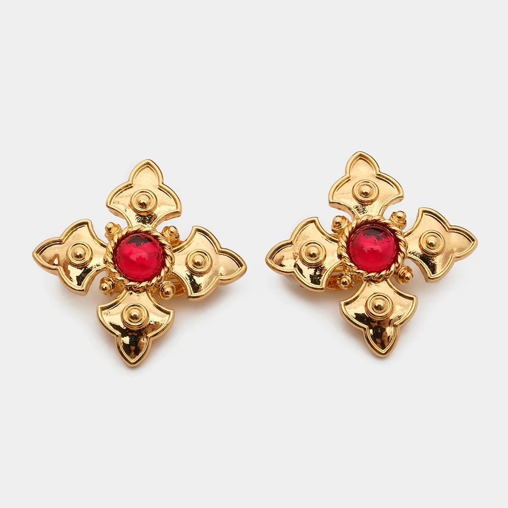 

Jbjd gold tone glass diamon shape stud earrings pretty art deco jewelry accessories gift vintage earrings