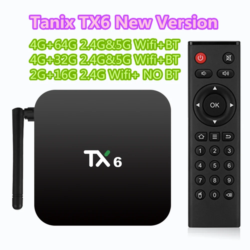 

Tanix TX6 TV Box Android 9.0 Allwinner H616 2G16G TVBOX 4GB 32GB 64GB 2.4G 5G Wifi 4K HDR Media Player Set Top Box PK H96 MAX