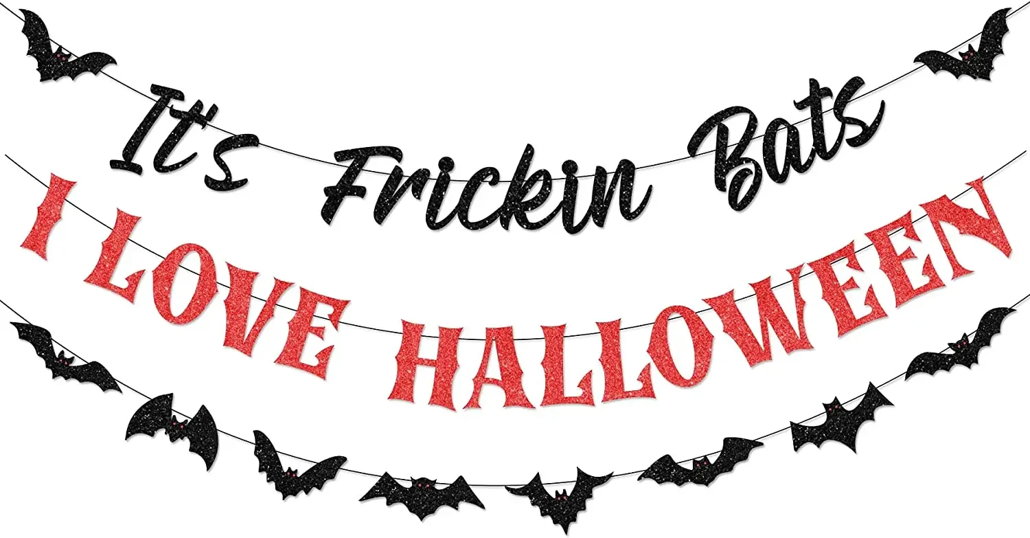 Сюрприз это фрициновые летучие мыши I LOVE Хэллоуин баннер украшение на Страшные