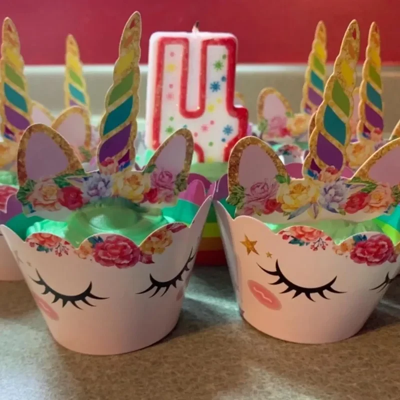 

Unicorn Cupcake Wrappers Cake Topper Unicorn Birthday Party Cake Decorations Kids Baby Shower Unicorn Party Supplies