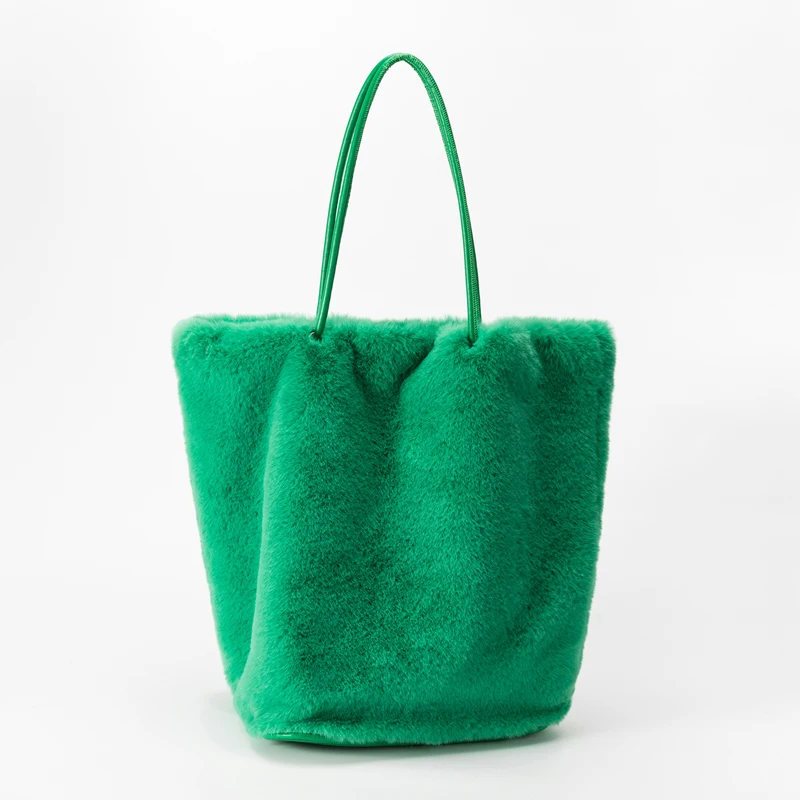 

Fashion Overlarge Faux Fur Women Shoulder Bags Designer Soft Plush Lady Handbags Large Capacity Tote Big Winter Shopper Purses