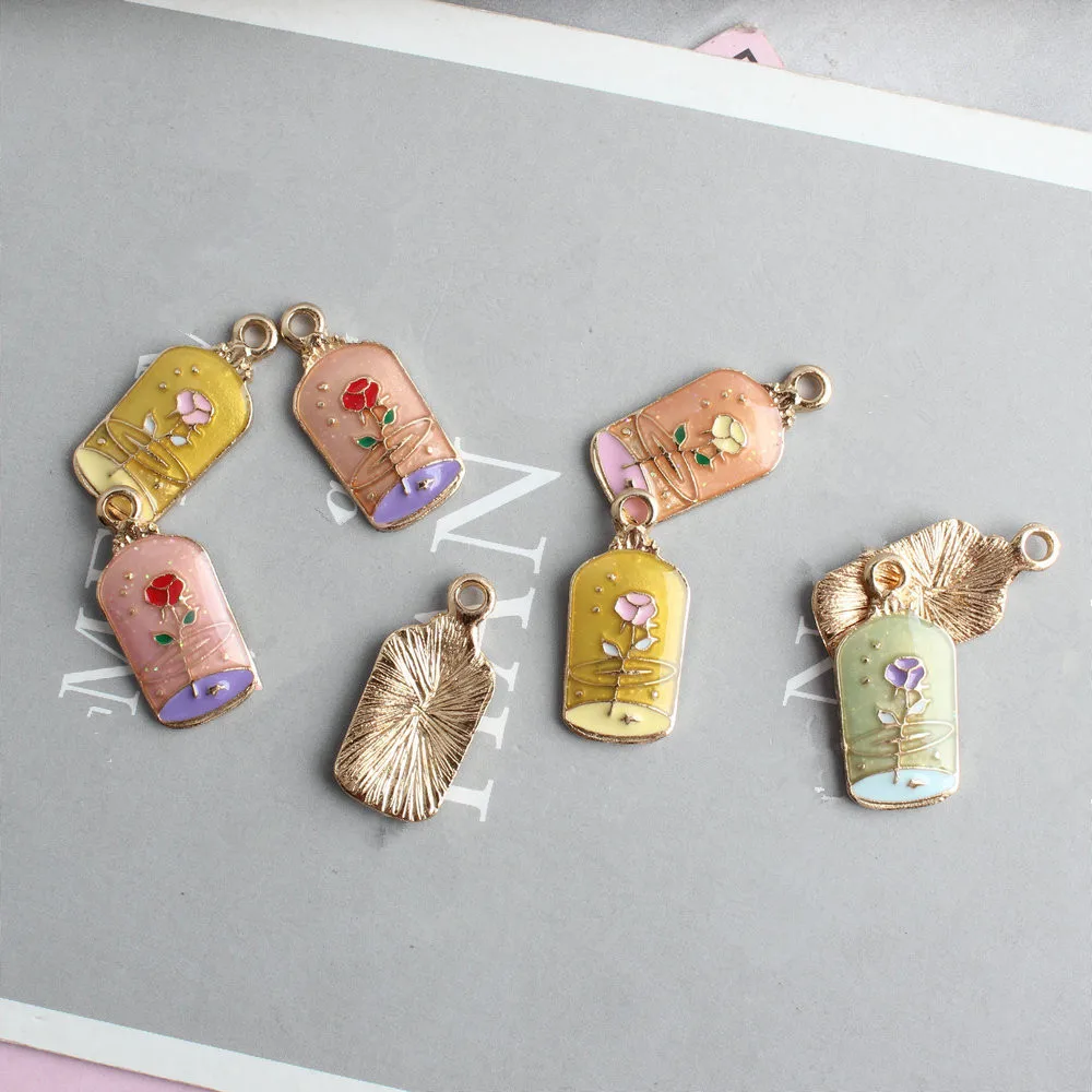 

10Pcs Diy accessories drop oil alloy bottle small pendant handmade bracelet drop oil Charm alloy jewelry DIY resin mold cabochon