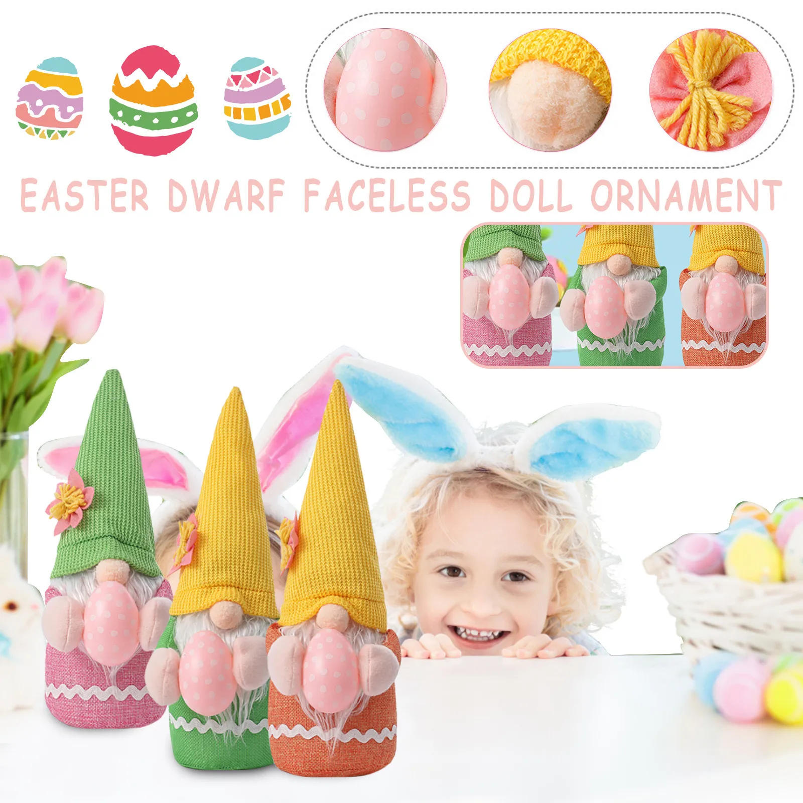 

2022 NEW Easter Gnome Bunny Plush Elf Decorations Easter Gifts for Kids Handmade Faceless Doll Toys Easter Ornaments Home Decor