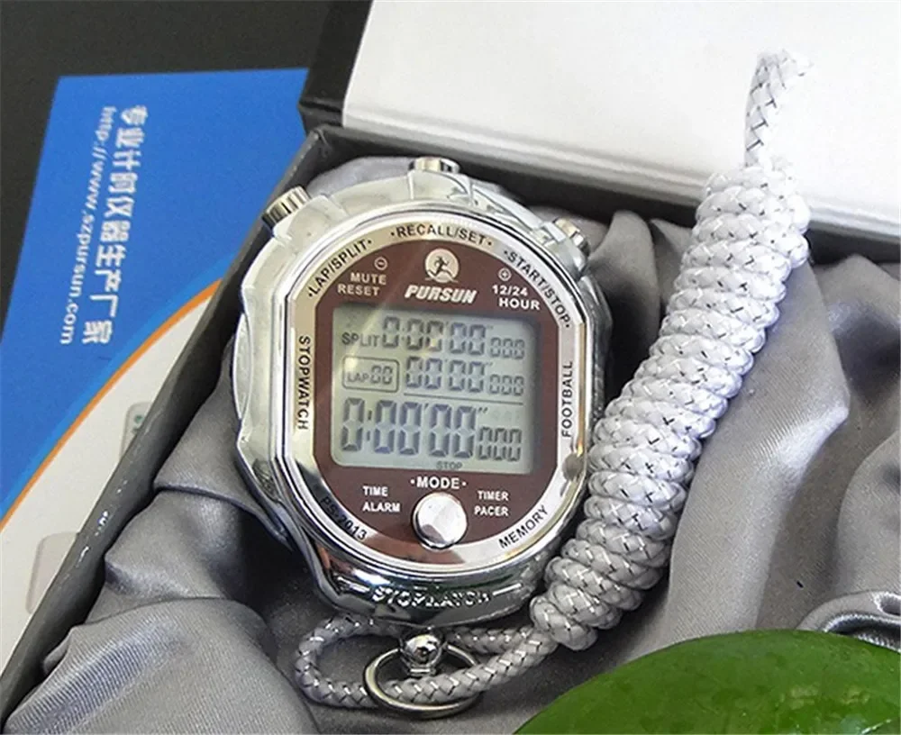 Цифровой секундомер 1/1000 секунды Ручной ЖК-дисплей Хронограф Открытый Таймер