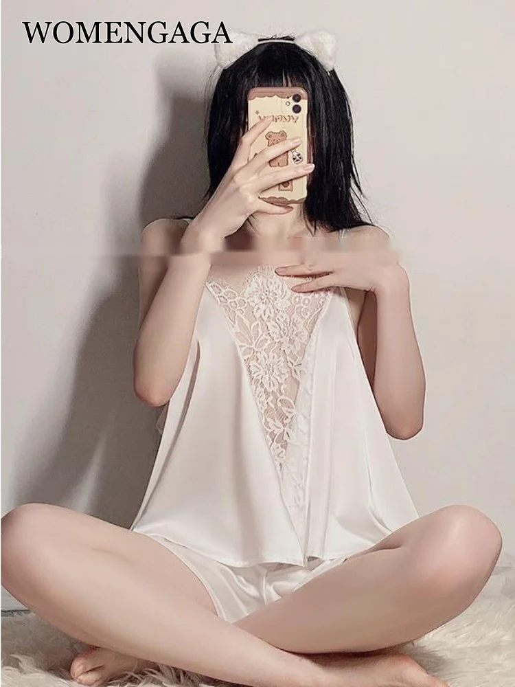 

Лидер продаж, пикантный женский кружевной сетчатый топ с V-образным вырезом, модные корейские женские топы, мини-платье на бретелях, домашни...