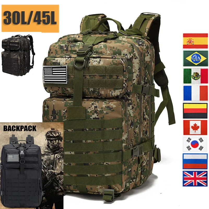 

Водонепроницаемый Военный тактический Мужской рюкзак 35/45 л для активного отдыха, спорта, кемпинга, пешего туризма, сумки из ткани «Оксфорд» большой вместимости для путешествий
