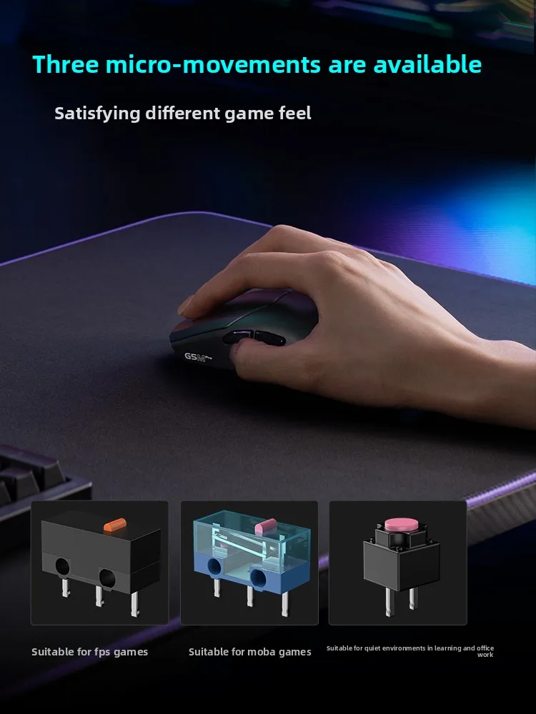 Игроваяофисная мышь HECATE G5M Pro с горячей заменой переключателей, бесшумная, на сенсоре PAW3395, с частотой опроса 8K, легкая, с увеличенным радиусом действия, высокопроизводительная, для ПК, отличный подарок (art.: 3920da69e2a37) - 3920da69e2a37