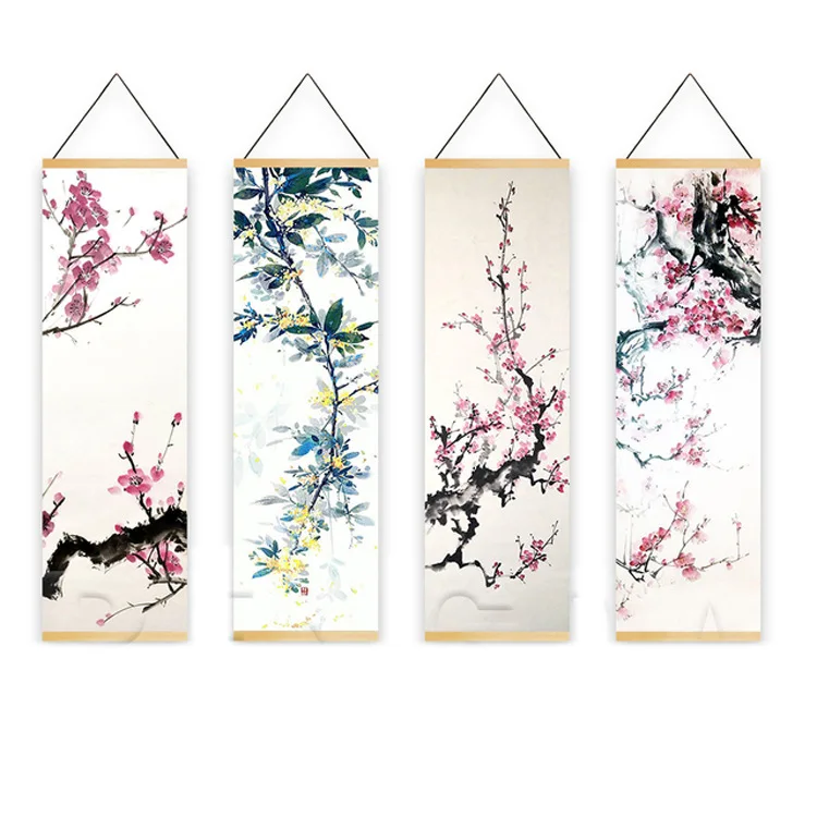 

Chinese Style Plum Blossom Flower Scroll Paintings Living Room Bedroom Office Decoration Aesthetic Wall Art Hanging Tapestry