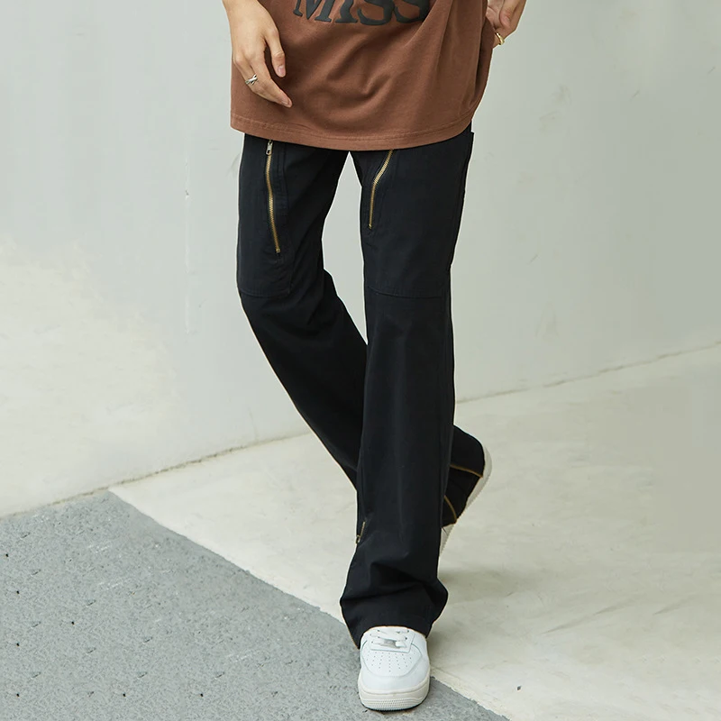 Men Jeans In Europe and America, High Street Style, Multi-zippers, Slit Tooling Jeans, Hip-hop Straight Leg Pants, Ins Hot Sale