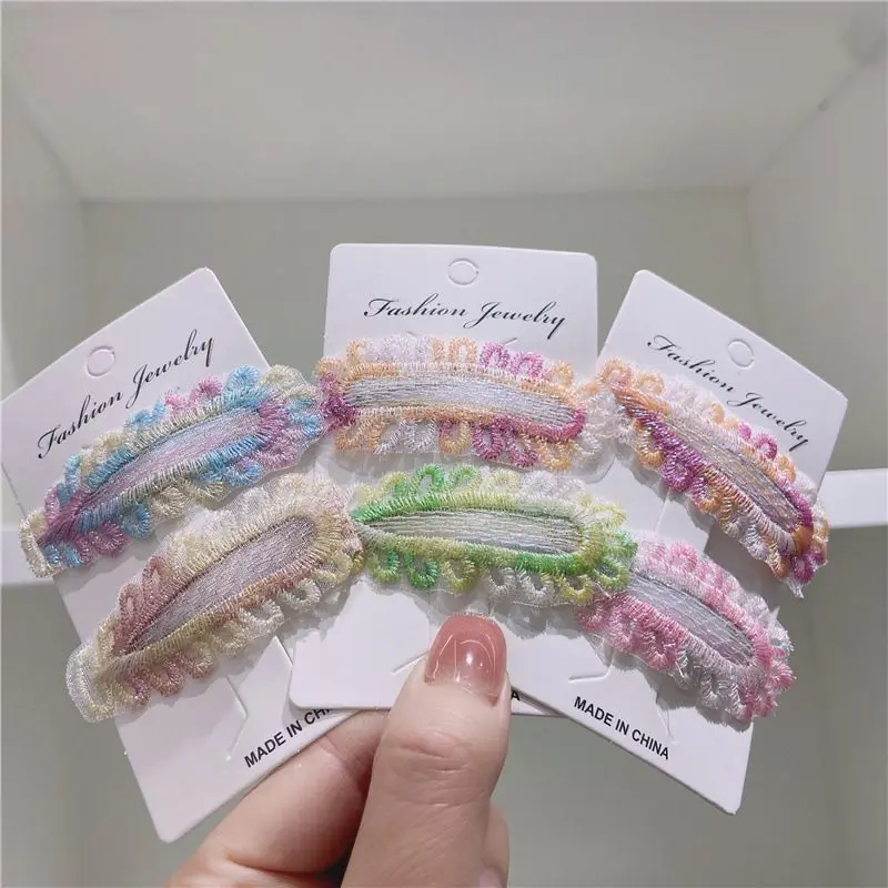 

50pc/lot Lace Embroidery Tie Dye Barrettes Girl Hairpins Snap Clips Cute Princess Headwear Children Girls Women Hair Accessories