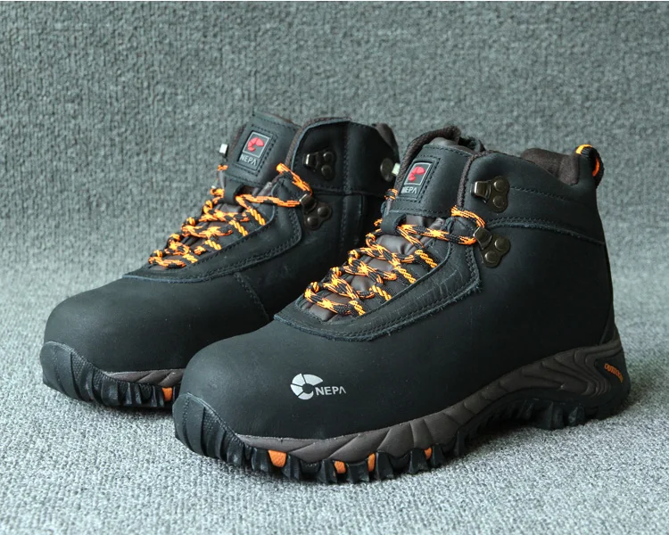 

Mens genuine leather Steel Toe safety footwear working boots men`s Kevlar Anti-stab anti-smashing welding trekking shoes