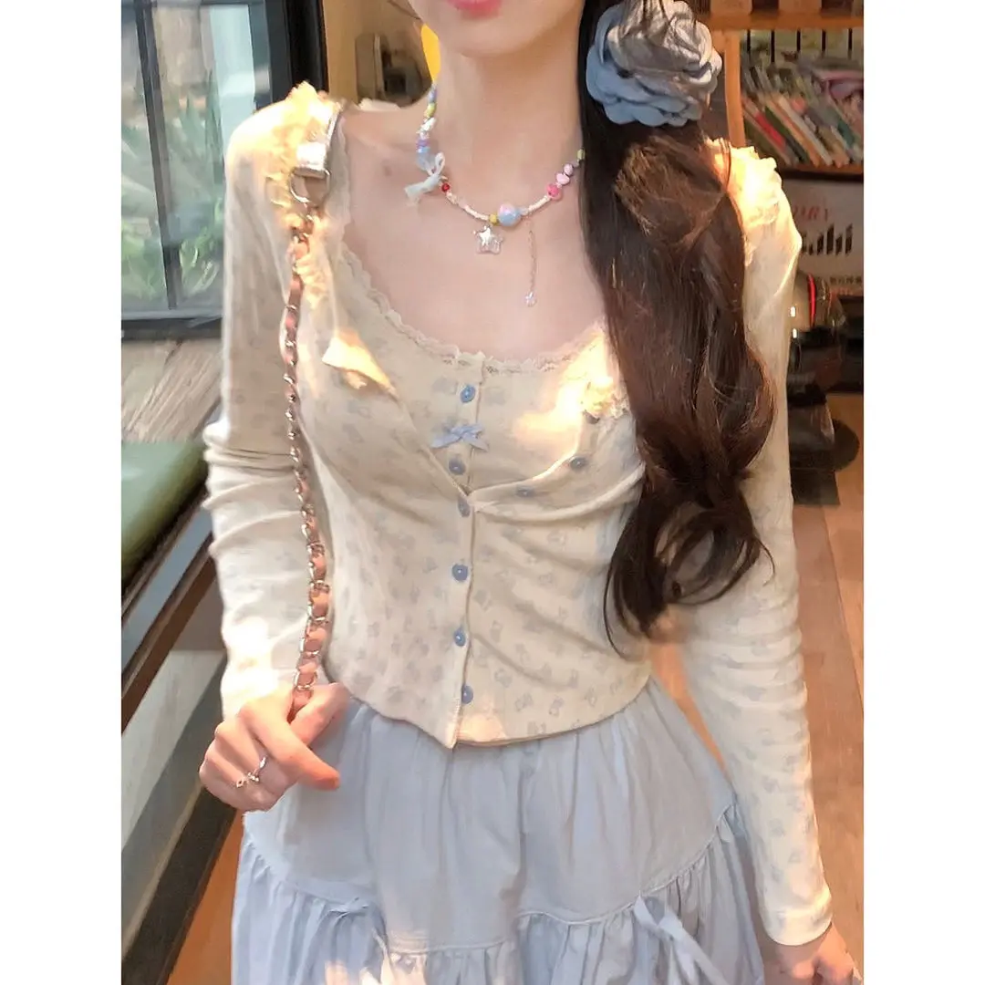 Женский комплект из 3 предметов с юбкой и укороченным топом в стиле лолита миди