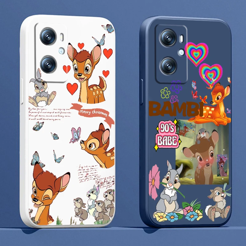 

Phone Case For OPPO A96 A94 A93 A77 A76 A74 A72 A57 A53S A16 A9 Find X5 X3 Lite F21 5G Disney Fawn Bambi Cool Cute Liquid Rope