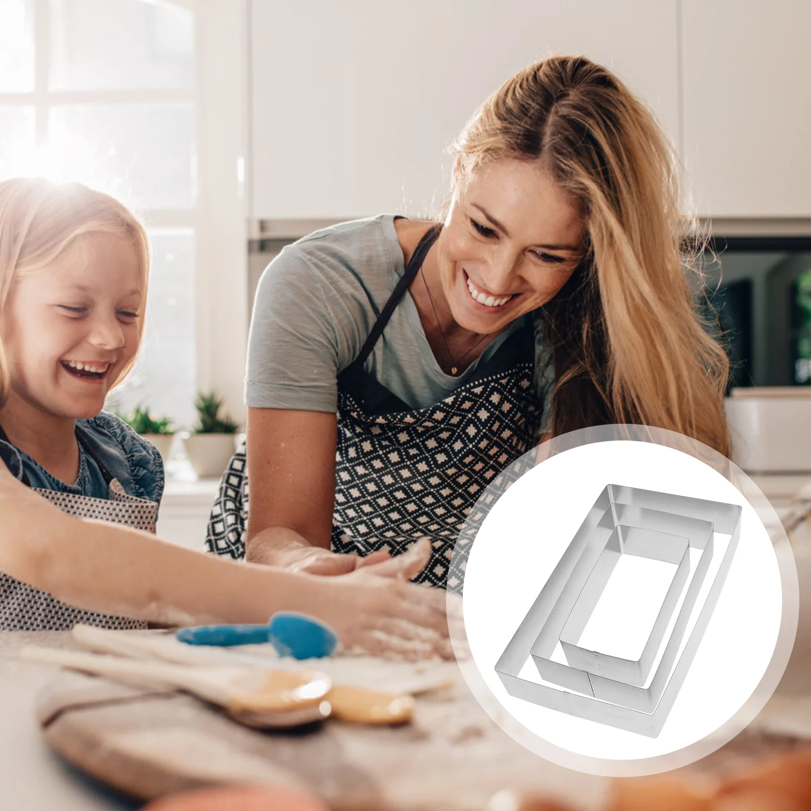 

Cake Ring Baking Rings Mousse Stainless Steel Pan Metalfor Cheesecake Rectangular Pastry Set Dessert Donut Square Mini