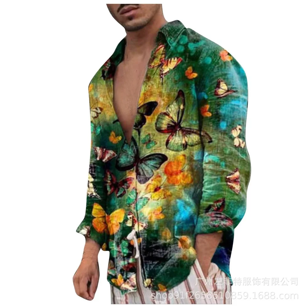 Men's Long Sleeve Shirt Casual Print Top