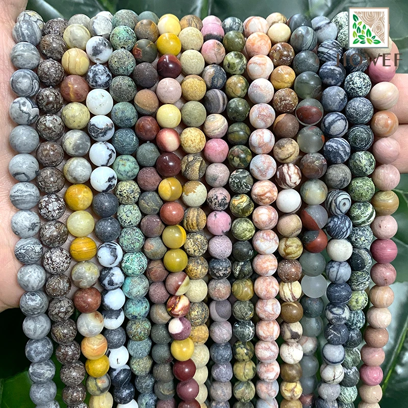 

Natural Matte GemStone Beads Turquoises Quartz Jaspers Round Beads Diy Bracelet Necklace for Jewelry Findings 15" 4/6/8/10/12mm