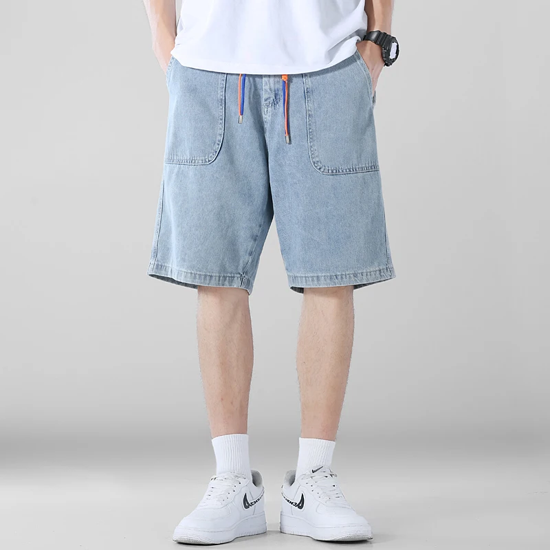 

Summer Hong Kong Style New Loose Student Straight Wide-leg Casual Five-point Pants Korean Jeans Men Casual Shorts Men Short 2020