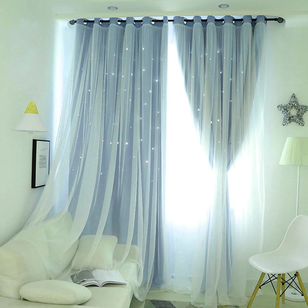 

Nordic Star Ins Princess Wind Curtain Stars Blackout Curtains for Living Room Bedroom Girls Kids Baby Window Decoration