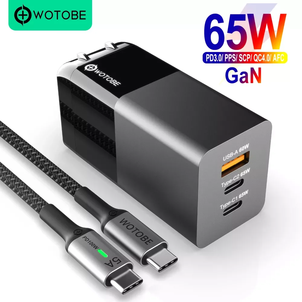 

3port GaN MiNi USB C Power Adapter PD65W/45W/25W/18W QC3.0/PPS Charging for TYPE C laptops iphone13/12 Por/11/SE Note 10/S20/S10