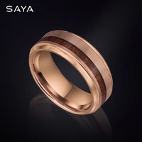 tungsten carbide rings for men inlay hawaiian wood fashion engagement wedding bands anniversary jewelry giftfree shipping
