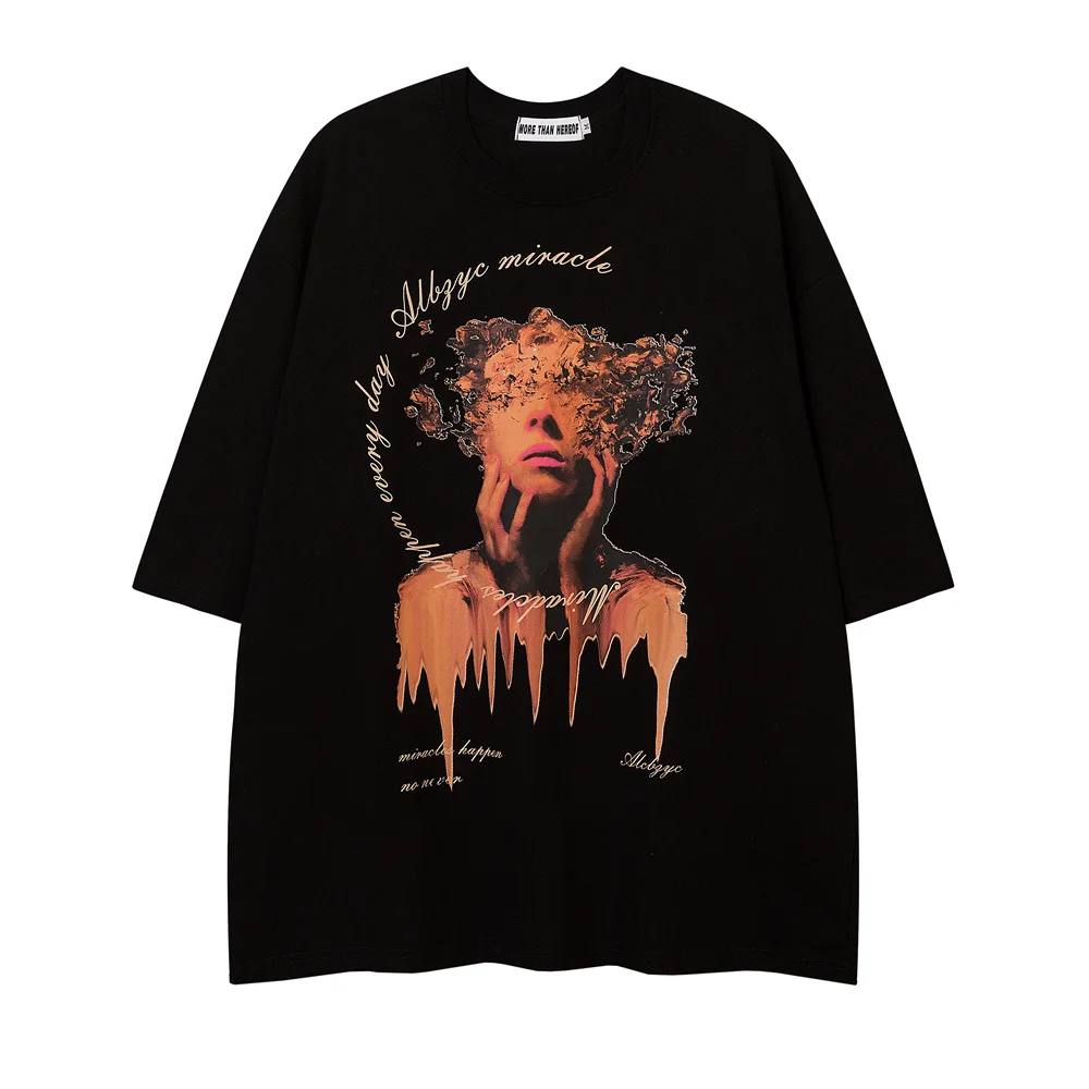 

Футболка мужская с буквенным принтом, уличная одежда в стиле хип-хоп, хлопковая Повседневная рубашка с короткими рукавами в стиле Харадзюку...