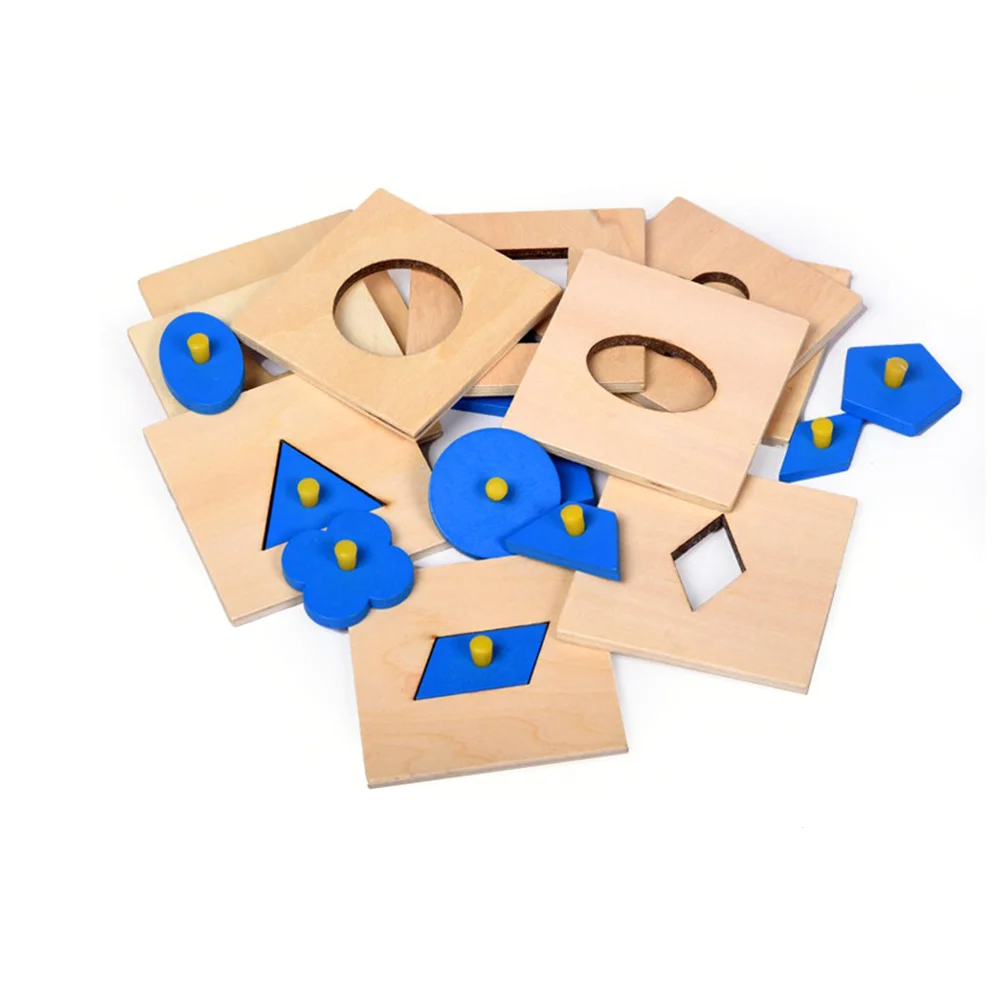 

10pcs Knobbed Geometry Blocks Montessori Educational Wooden Early Development Senses Gift Home School