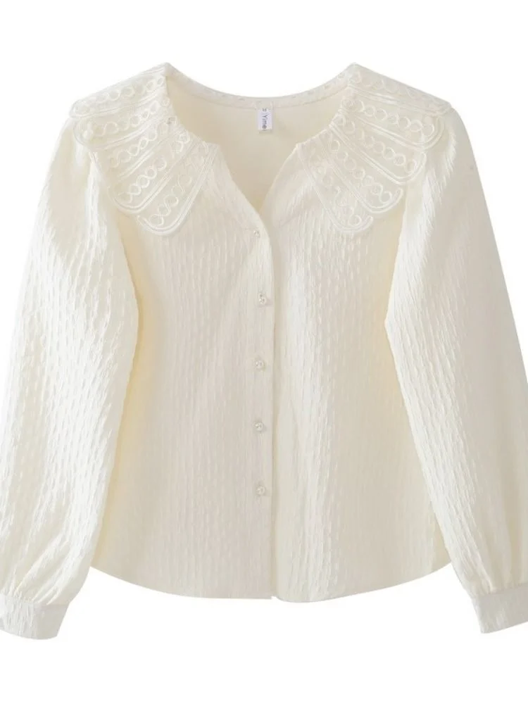 Женская блузка с длинным рукавом и воротником-стойкой