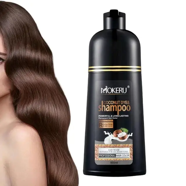 Hair Color Shampoo 500ml Long Lasting Black Dye For Men Women Herbal No Fade Formula Non-Stick Scalp Fast Acting Black Hair Dye 1