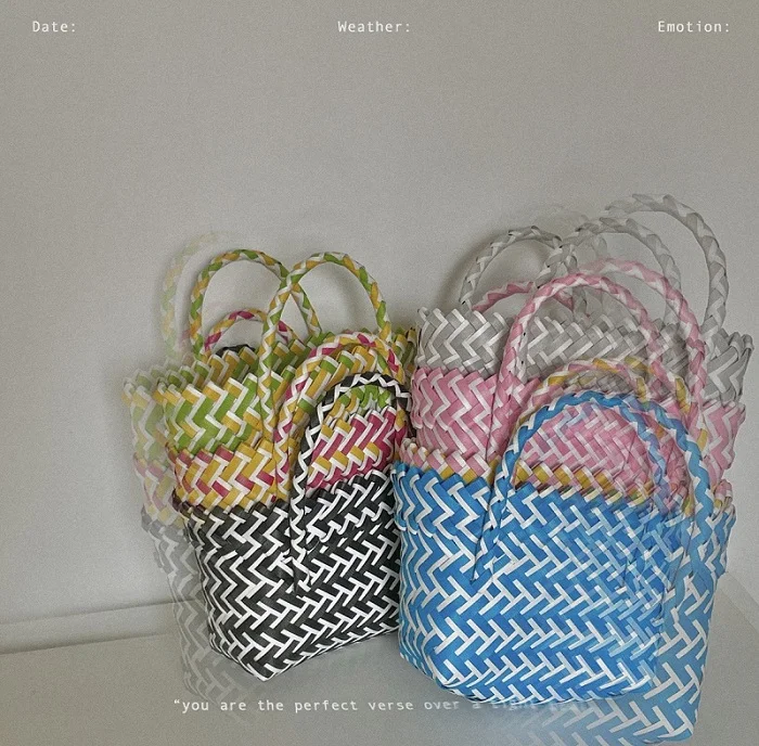 

TOBO New Hollow Woven Shopping Basket Hand-woven Vegetable Basket Rattan Purse Basket Straw Rattan Bag for Beach Women Bag