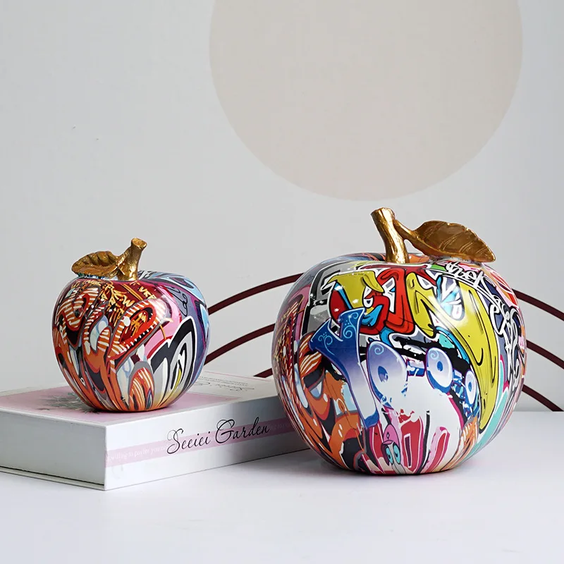 

Ins граффити статуя яблока из смолы красочные скандинавские искусственные картины Apple настольное украшение роскошное украшение для гостиной