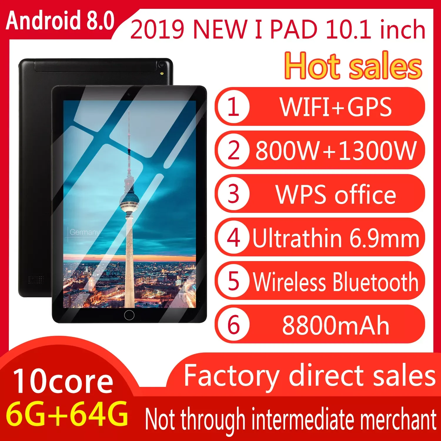 

Планшет на Android 10,1, экран 9,0 дюйма, 4 Гб + 64 ГБ, две SIM-карты