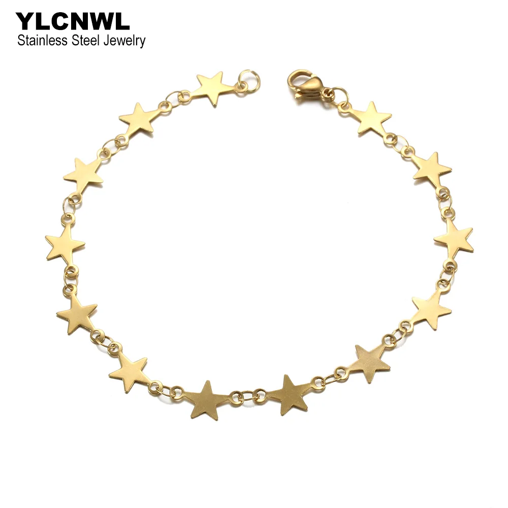 Женский браслет с пятиконечными звездами из нержавеющей стали - купить по