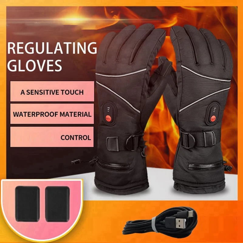 

GIGA LOUNGER Winter Heated Gloves Cycling Ski Protection Freeze Hand Five Fingers Heating Rechargeable Warm Gloves