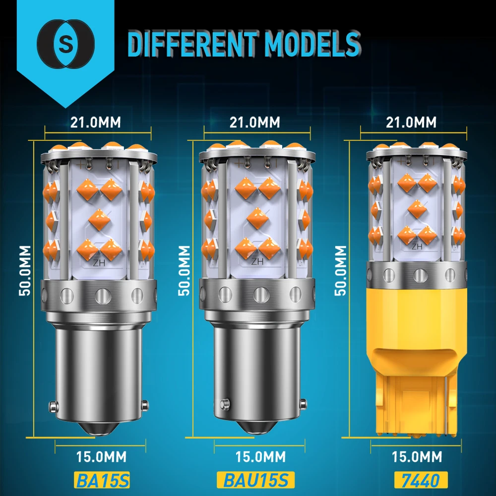 A pack 1156 P21W ba15s Bau15s PY21W 7507 LED Canbus No Hyper Flash Turn Signal Light Bulb Built-in Resistor Error Free Orange |