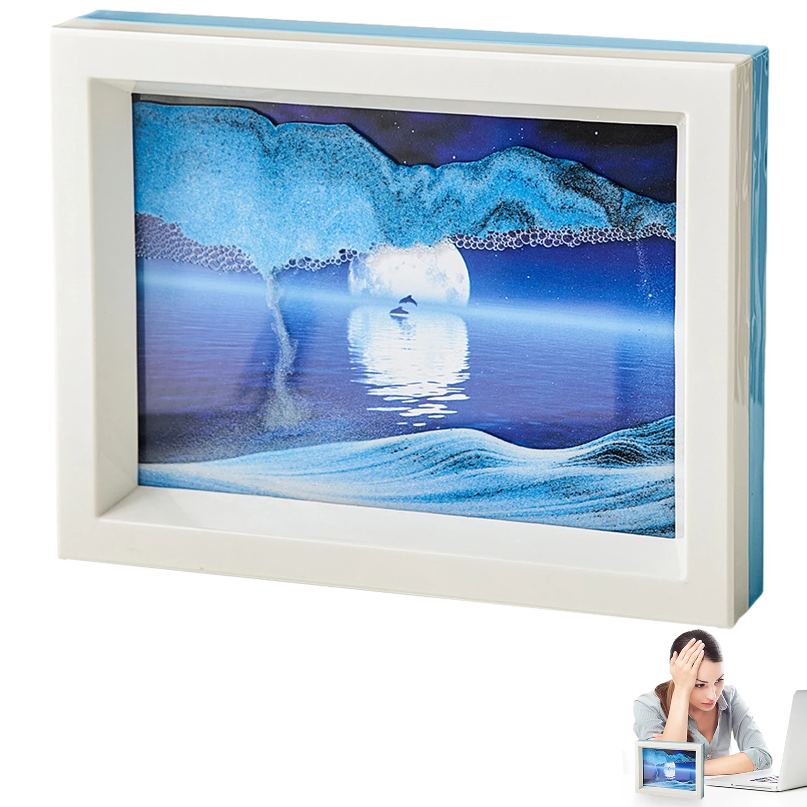 

3D Landscape Quicksand Painting Ornament Dynamic 3D Natural Landscape Flowing Sand Picture Flowing Sand Art Picture For Home