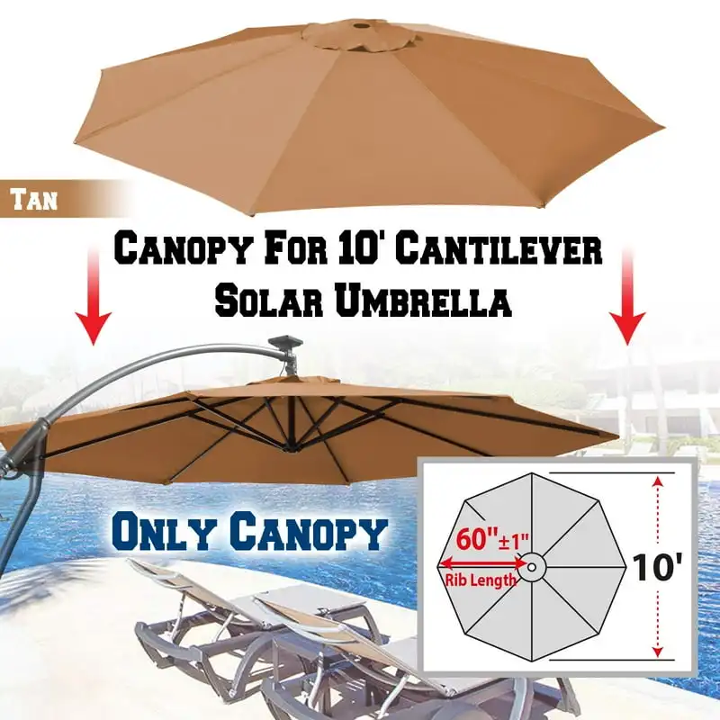 

for 10' Cantilever Patio Umbrella Offest Parasol Top Cover (Tan) Umbrella corporation Umbrella holder Raincoat Rain poncho Umbre