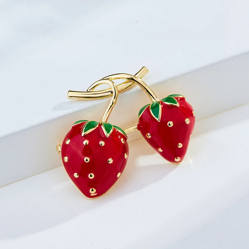 

Dress Accessories Women Brooch Clothes Strawberry Jewelry Metal Backpack Pin